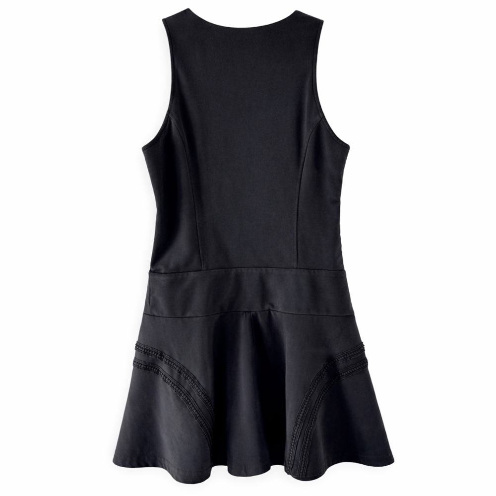 Sundays Zip Front Athletic Mini Dress Black Drop Waist Sporty Size Small - Picture 4 of 10